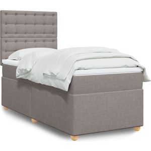 vidaXL Boxspring met matras stof taupe 90x190 cm