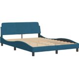 vidaXL Bedframe met hoofdeinde fluweel blauw 120x200 cm