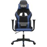 vidaXL Massage gamestoel kunstleer zwart en blauw