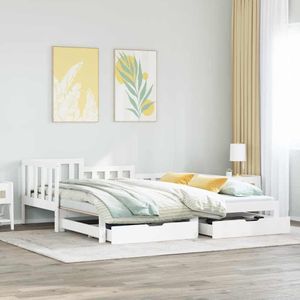 vidaXL Slaapbank met onderschuifbed/lades zonder matras 90x190 cm wit