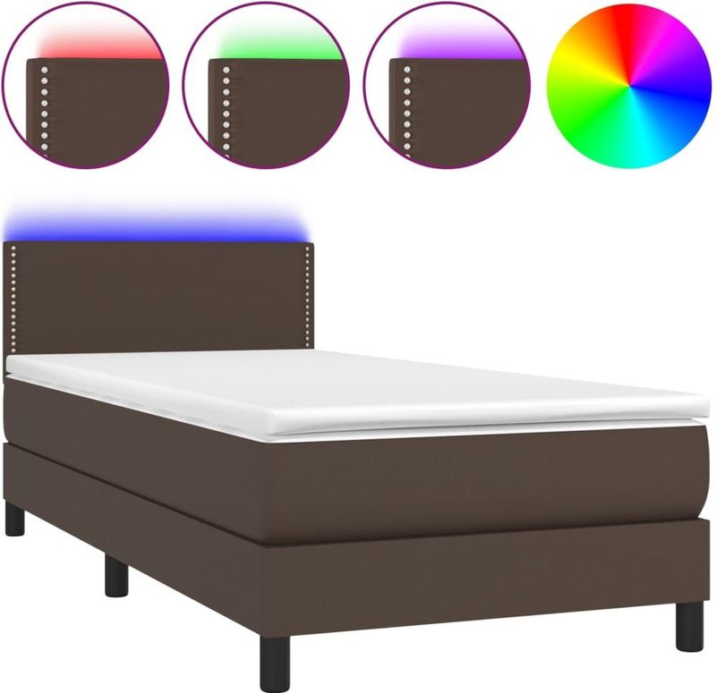 VidaXL Boxspring met matras en LED kunstleer bruin 80x200 cm kopen?  Vergelijk de beste prijs op beslist.nl