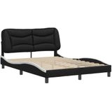 vidaXL Bedframe met hoofdbord kunstleer zwart en wit 140x190 cm