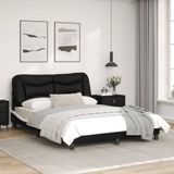 vidaXL Bedframe met hoofdbord kunstleer zwart en wit 140x190 cm