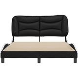 vidaXL Bedframe met hoofdbord kunstleer zwart en wit 140x190 cm