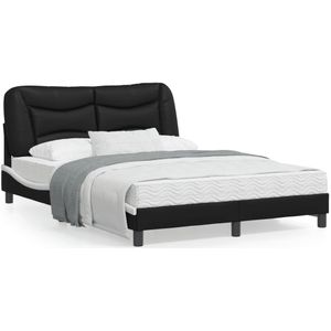 vidaXL Bedframe met hoofdbord kunstleer zwart en wit 140x190 cm