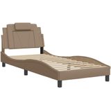 vidaXL Bedframe met hoofdbord kunstleer cappucinnokleurig 80x200 cm