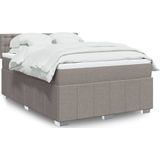 vidaXL Boxspring met matras stof taupe 140x190 cm