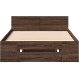 vidaXL Bedframe met lade bewerkt hout bruin eikenkleurig 90x200 cm