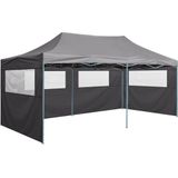 VidaXL Inklapbare Partytent 3x6m Staal Antraciet + 4 Zijwanden