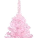 vidaXL Kunstkerstboom met verlichting en kerstballen 180 cm PVC roze