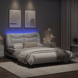 vidaXL Bedframe met LED-verlichting kunstleer wit en zwart 140x200 cm