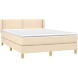 VidaXL Boxspring met Matras - Crèmekleurig - 140x200 cm