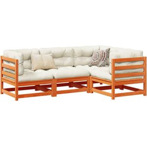vidaXL - 4-delige - Loungeset - massief - grenenhout - wasbruin