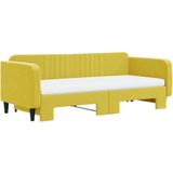 vidaXL-Slaapbank-onderschuifbed-en-matrassen-90x200-cm-fluweel-geel