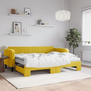 vidaXL-Slaapbank-onderschuifbed-en-matrassen-90x200-cm-fluweel-geel