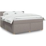 vidaXL Boxspring met matras stof taupe 180x200 cm