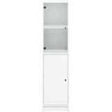 vidaXL Hoge kast met glazen deur 35x37x142 cm wit