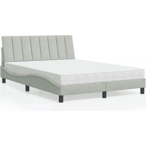 vidaXL Bed met matras fluweel lichtgrijs 140x190 cm