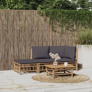 VidaXL Loungeset 3-delig met Kussens - Bamboe Donkergrijs