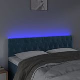 vidaXL Hoofdbord LED 144x7x78/88 cm fluweel donkerblauw