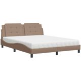 vidaXL Bed met matras kunstleer cappuccinokleurig 160x200 cm