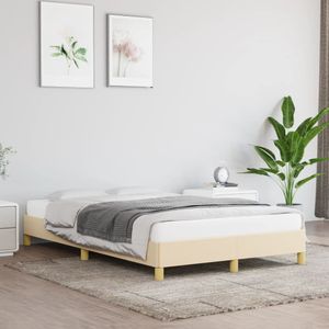 vidaXL Bedframe zonder matras 120x190 cm stof crèmekleurig