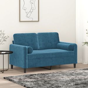 vidaXL Tweezitsbank met sierkussens 120 cm fluweel blauw