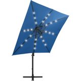 vidaXL Zweefparasol met paal en LED-verlichting 250 cm azuurblauw