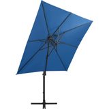 vidaXL Zweefparasol met paal en LED-verlichting 250 cm azuurblauw