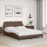 vidaXL Bed met matras kunstleer bruin 140x200 cm