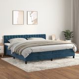 vidaXL-Boxspring-met-matras-fluweel-donkerblauw-200x200-cm