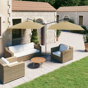 vidaXL Parasol dubbel met stalen paal 600x300 cm taupe