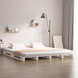 VidaXL Palletbed Massief Grenenhout Wit 120x190 cm 4FT Small Double