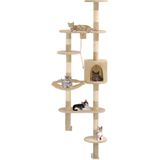 vidaXL Kattenkrabpaal met sisal krabpalen wandmontage 194 cm beige