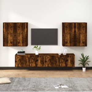 VidaXL 6-delige TV-meubelset - Bewerkt Hout - Gerookt Eikenkleurig