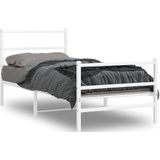 vidaXL Bedframe met hoofd- en voeteneindeÂ metaal wit 90x190 cm