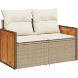 vidaXL 12-delige Loungeset met kussens poly rattan beige