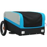 vidaXL Fietstrailer 30 kg ijzer zwart en blauw