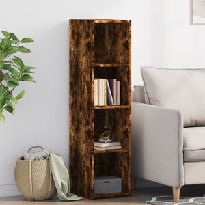 vidaXL - Hoge - kast - 30x41x124 - cm - bewerkt - hout - gerookt - eikenkleurig