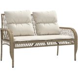 vidaXL 4-delige Loungeset met kussens poly rattan beige