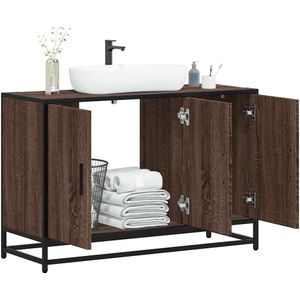 vidaXL Wastafelkast 90x33x60 cm bewerkt hout bruin eikenkleurig