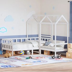 vidaXL Kinderbedset met huisje massief grenenhout wit 80x200 cm