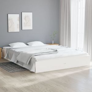 vidaXL-Bedframe-massief-hout-wit-160x200-cm