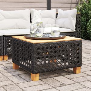 vidaXL Tuintafel 55x55x36 cm poly rattan en acaciahout zwart