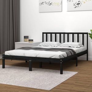 vidaXL-Bedframe-massief-grenenhout-zwart-120x190-cm-4FT-Small-Double