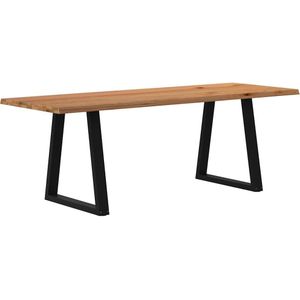 vidaXL Eettafel met natuurlijke rand 220x80x74 cm massief eikenhout