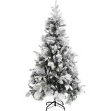 vidaXL Kerstboom met dennenappels en sneeuw 225 cm PVC en PE