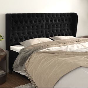 vidaXL Hoofdbord met randen 183x23x118/128 cm fluweel zwart