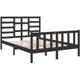 VidaXL Bedframe Massief Hout Zwart 120x190 cm - 4FT Small Double