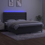 vidaXL Boxspring met matras en LED fluweel donkergrijs 180x200 cm